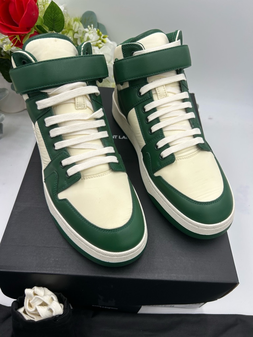 Men's Saint Laurent LAX high top leather sneakers size 42/9 US made in Italy - Picture 4 of 12